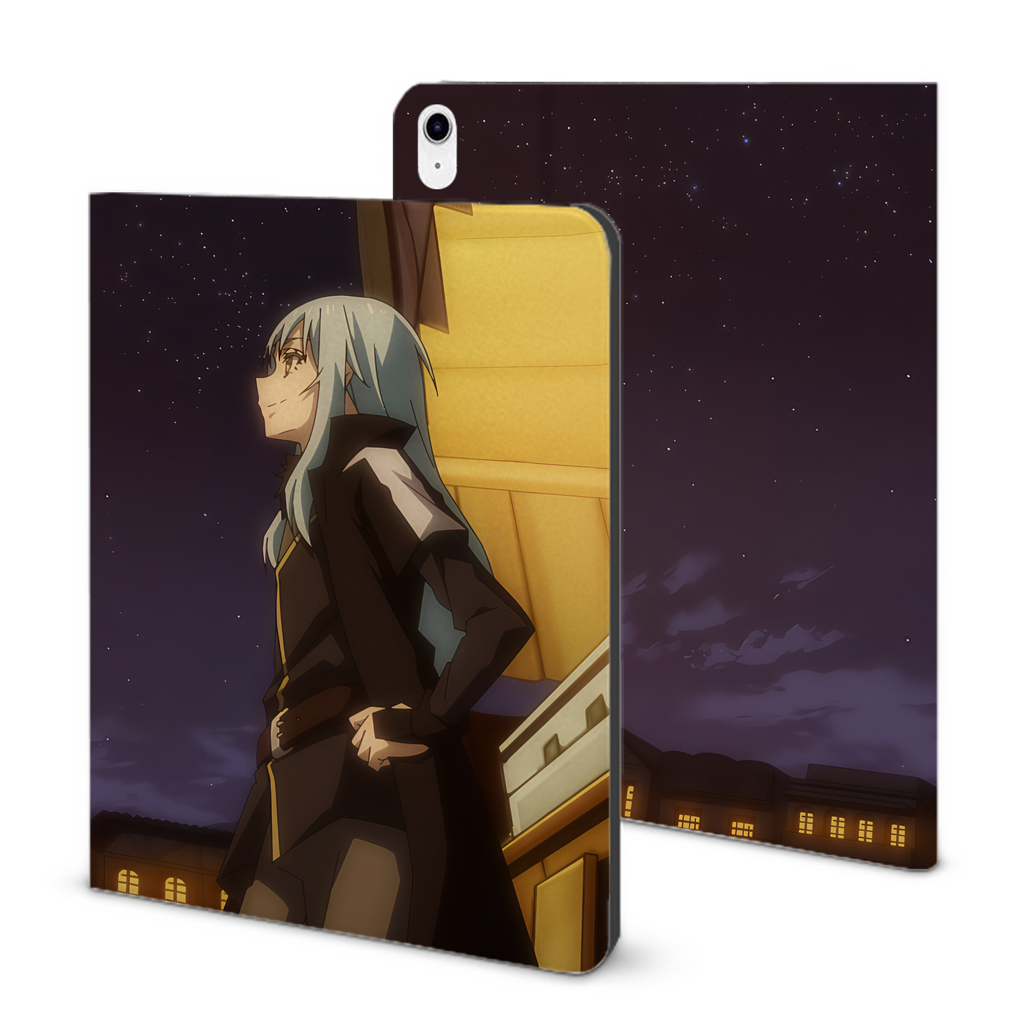 （画像用） 転スラ Regarding Reincarnated to Slime IPad ケース ブック型 PUレザー TPU 耐衝撃 軽量 薄型 ペン収納なし 全面保護 IPad 各モデル対応